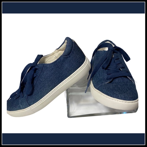 KENNETH COLE NY KAM DENIM W/Gold on Heels Sz 6.5 - Picture 7 of 10